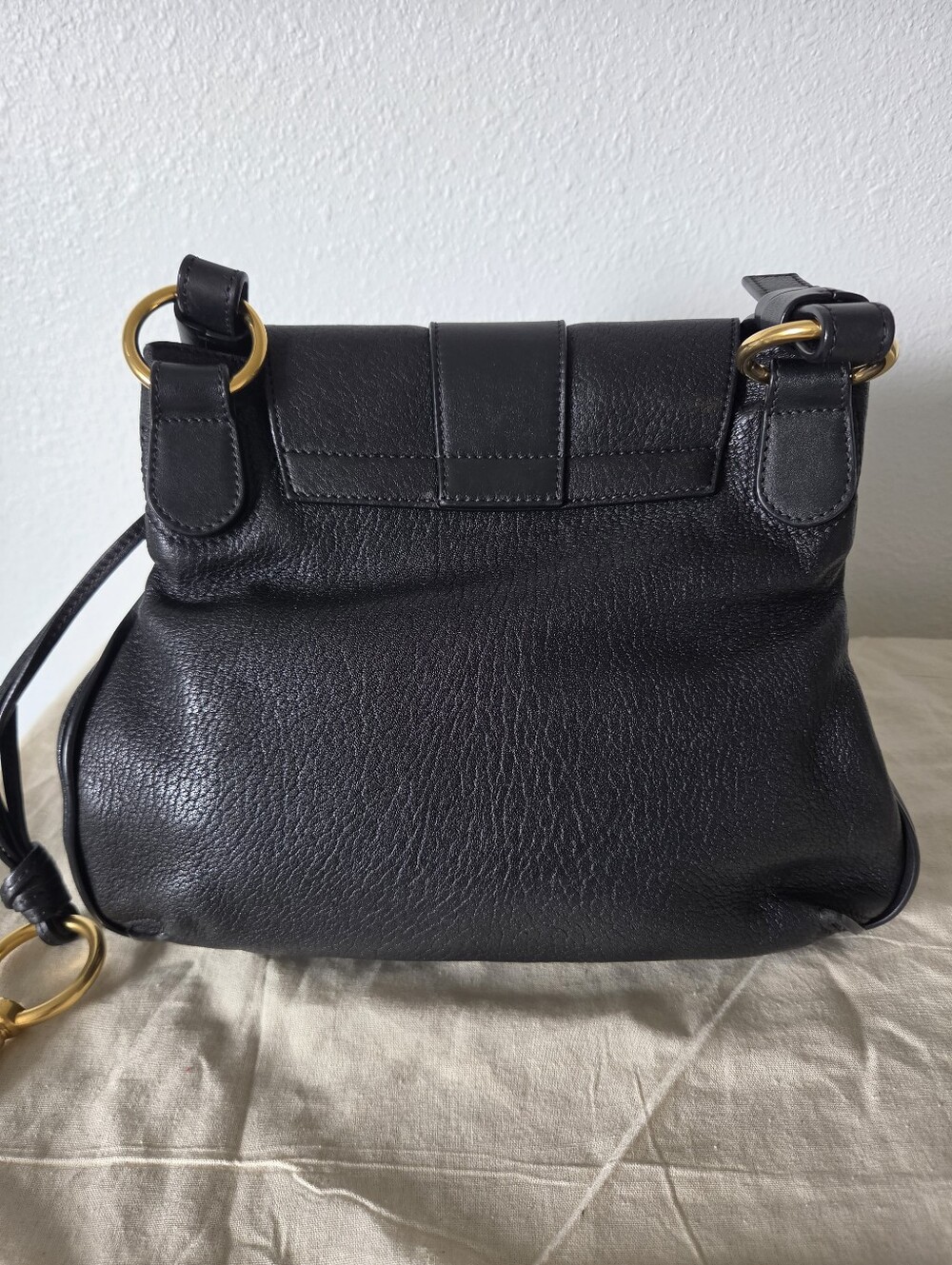 Chloe Black Lexa Crossbody Bag Leather Small Aged Gold Hardware - Picture 13 of 16